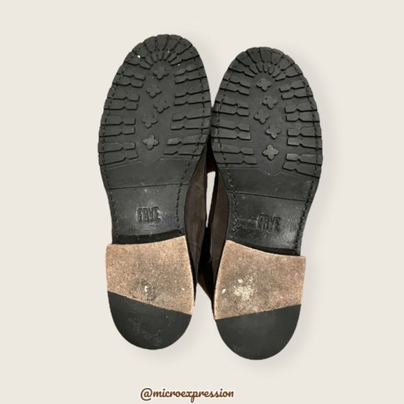 $389 Frye Veronica Combat Lace Up Grey Suede Soft Leather Comfy Moto Ankle Boot - Picture 14 of 16